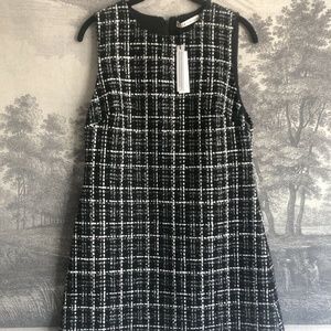 Alice + Olivia Black Tweed Sleeveless Shift Dress Size 6
